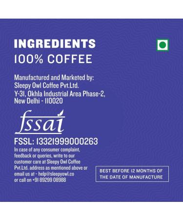 Slee'py Owl Original Ground Coffee | Fine Grind Coffee | Moka Pot Home Espresso | Medium Roast | 100% Arabica | Freshly Roasted & Ground | 250g | Directly Sourced From Chikmagalur - Buy Online on GoSupps.com