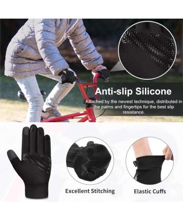 Children's Winter Bicycle Gloves - Warm Touchscreen Waterproof Windproof for Kids (Ages 4-12) - Anti-Slip Outdoor Sports Gloves for Girls - Black - Buy Online on GoSupps.com