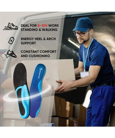 FOOTSECRET Work Comfort Orthotic Insole for Heel Pain and Plantar Fasciitis Relief - Men 9.5-11.5/Women 10.5-12.5 Blue - Buy Online on GoSupps.com