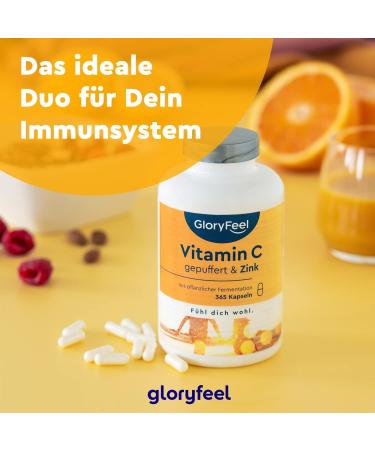 Vitamin C 365 Capsules - 1000mg High-Dose + 20mg Zinc | Vegan Acid-Free Buffered | Laboratory Tested Additive-Free International Shipping - Buy Online on GoSupps.com