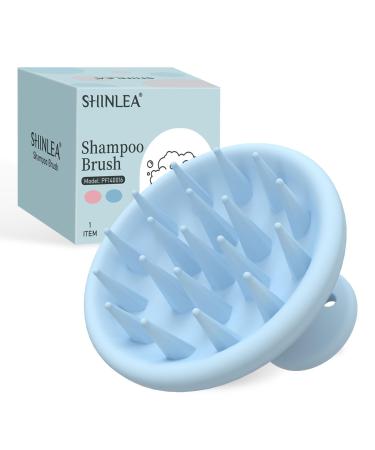 Shinlea scalp massage brush soft silicone shampoo hair brush for peeling and head massage stimulate hair growth reduce dandruff hair gently head massage brush for wet & dry hair blue