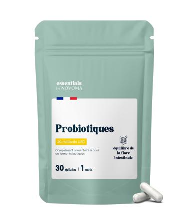 Probiotique Flore Intestinale 20 Milliards UFC/Jour Probiotiques Lactobacillus Gasseri + Rhamnosus + Bifidobacterium quilibre du Microbiote 30 G lules Vegan Fabriqu en France Probiotiques - Essentials By Novoma