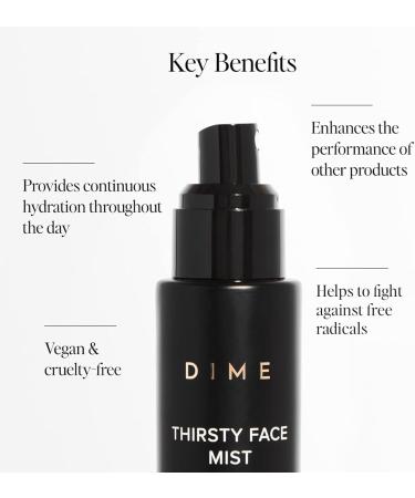 DIME Beauty Thirsty Face Mist with Electrolytes Meadowfoam and Sea Buckthorn Hydrating Facial Spray 2 oz / 60 ml - Buy Online on GoSupps.com