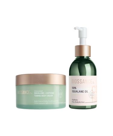 BIOSSANCE Caffeine Toning Body Cream + 100% Squalane Oil Bundle