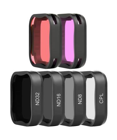 SOONSUN 6-Pack Lens Filter for GoPro Hero 7 6 5 Black (ND8, ND16, ND32, CPL, Light Red, Magenta Filter), Neutral Density Circular Polarizing and Dive Filters Kit for GoPro Hero 5 6 7 Black Camera
