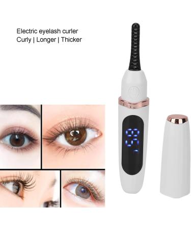 Heated Eyelash Curler USB Rechargeable Electric Heating Eyelash Curler 2 Temperature Eyelash Curler with Built-in Comb Fast Heating for Women (White) - Buy Online on GoSupps.com