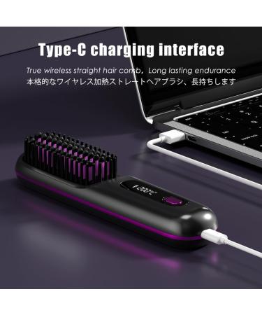 Portable Cordless Hair Straightener Brush with LED Display | Mini Ionic Straightener & Accessories for Travel - Buy Online on GoSupps.com