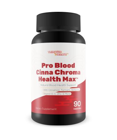 Pro Blood Cinna Chroma Health Max - Natural Blood Health Support with Cinnamon Turmeric Berberine Vitamin D Vitamin C Zinc & More - Promote Balanced Blood Health & Improved Blood Flow