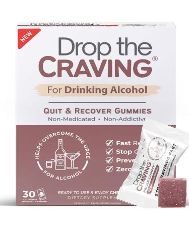Quit Drinking Alcohol Aid | 100% Drug-Free Natural Works Fast Support Gummies to Help Reduce Cravings Suppress Triggers Before During & After Quitting | Non-Addictive (30 Count) 30 Count (Pack of 1) Quit Alcohol 1 Pack (30 Count)