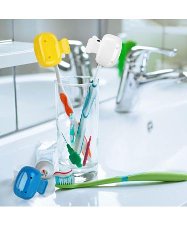 4 Pack Travel Toothbrush Head Covers - Protective Plastic Caps for Manual & Electric Toothbrushes - Portable Brush Pod Case for Home, Travel, & School - Yellow, Blue, Grey - Long-lasting Toothbrush Protection - Buy Online on GoSupps.com