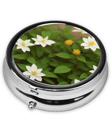 Clematis Flowers Mini Round Pill Box | 3 Compartment Portable Pill Organizer for Travel Home & Office - Buy Online on GoSupps.com