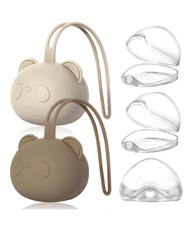 5 pieces of pacifier box for on the go 2 pieces of silicone pacifier storage and 3 pieces transparent plastic pacifier boxes portable dustproof pacifier box silicone pacifier storage box TZ-A