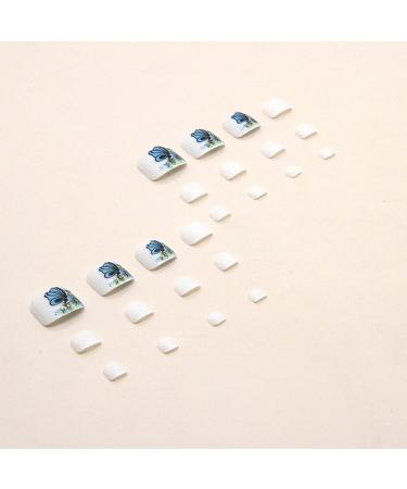 24Pcs French Square Butterfly False Toenails Glossy White Press on Toenails Stick on Toenails Short Acrylic Full Cover Artificial Summer Fake Toenails for Women and Girls Daily Decorations Butterfly Toenails - Buy Online on GoSupps.com