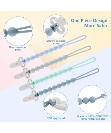 Silicone Pacifier Clip 4 Pack - Elephant Design - Baby Boy Girl Teething Relief - Rust-Free Holder - Safe & Flexible - Newborn Essentials - Buy Online on GoSupps.com