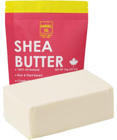 Shea Butter Organic (1kg /2.2lb Value Pack) Premium Quality Ivory Moisturizer| Sourced From Africa and Packed in Canada| Great For Hair Skin and DIY| Use Alone Or In Lip Balms Lotions Soap and More| By Amriel Co.