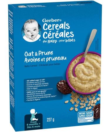 GERBER CEREAL Stage 2 - Oat and Prune Baby Food Cereal 6+ months 227 g 6 Pack - PACKAGING MAY VARY - Buy Online on GoSupps.com