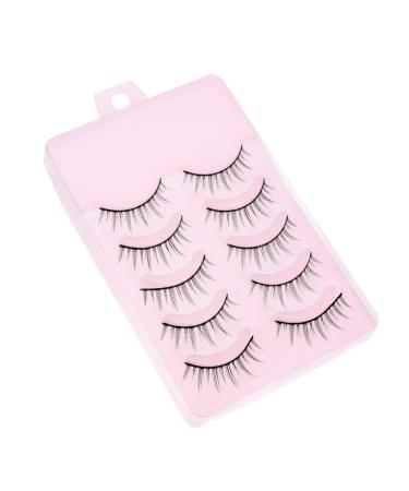 POPETPOP 5 Pairs Fake eyelashes Artificial Eyelashes Transparent Band Eyelash long eyelash Reusable Eyelashes Natural Look Eyelashes 3D Faux Lashes chemical fiber woman Japanese Acrylic
