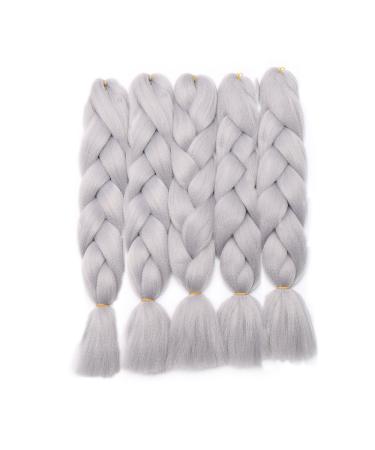Braids Extensions Braiding Hair Extensions Crochet Hair Synthetic Hair Kanekalon Colorful Silver-Gray 5pcs-60cm