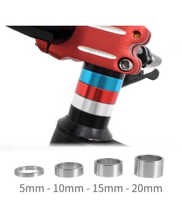 Dilwe Bicycle Fork Washer Set - 4 Colors, 5mm/10mm/15mm/20mm Aluminum Alloy Spacer for Front Stem Headset - Silver (4pcs) - Buy Online on GoSupps.com