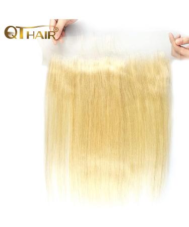 QTHAIR 12A Russian Blonde #613 Transparent Lace Frontal - Body Wave Honey Blonde Straight Frontal 10 inch 130% Density - Pre Plucked Natural Hairline for Black Women - Buy Online on GoSupps.com