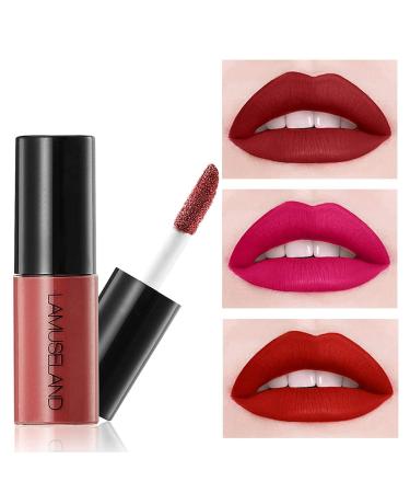 LAMUSELAND Matte Mini Liquid Lipstick Set - 12 Colors Long-Lasting High Pigment Travel Kit, Waterproof Non-Stick Cup Lip Gloss Makeup Gift for Women & Girls (Black) - Buy Online on GoSupps.com