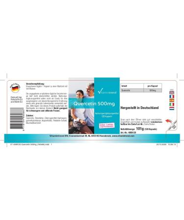 Quercetin 500mg Capsules - High Dose 120 Vegan Antioxidant Capsules - Made in Germany | Vitamintrend  - Buy Online on GoSupps.com