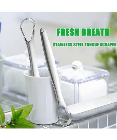 2 Pack Stainless Steel Tongue Scraper Set for Adults and Kids - Reduce Bad Breath and Promote Fresh Breath - Silver - Buy Online on GoSupps.com