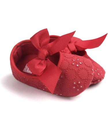 LACOFIA Baby Girls Christening Shoes 3-6 Months | Anti-Slip Soft Sole Prewalkers - Red - Buy Online on GoSupps.com