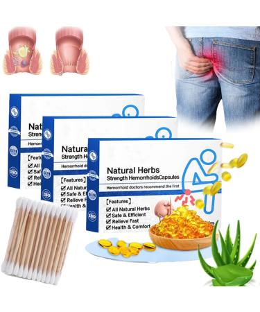 MSOWINRY Heca Natural Herbal Strength Hemorrhoid Capsules Natural Herbal Strength Hemorrhoid Capsules Natural Hemorrhoid Relief Capsules Hemorrhoid Treatment Relief Capsules (3PCS)