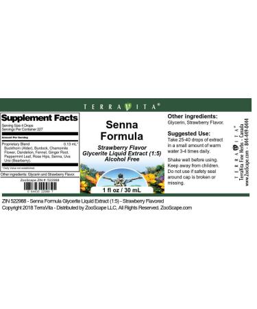 Buy Senna Formula Glycerite Liquid Extract - Strawberry Flavor (1 oz) | Fast International Shipping - Buy Online on GoSupps.com