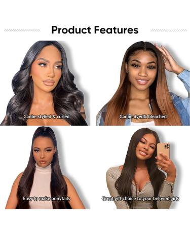 Alimice 22 Inch Straight Human Hair Lace Front Wig - 180% Density 9A Virgin Hair, HD Transparent Lace, Pre-Plucked Natural Hairline - 13x4 Lace Frontal Wig with Baby Hair - Buy Online on GoSupps.com
