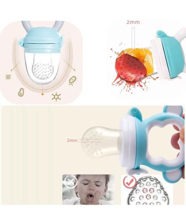 Silicone Baby Fruit Feeder with Mesh Pacifier Teethers - Blue Silicone Nipple, Popsicle Mold for Infants Teething - Fresh Food Feeder for Babies - Buy Online on GoSupps.com