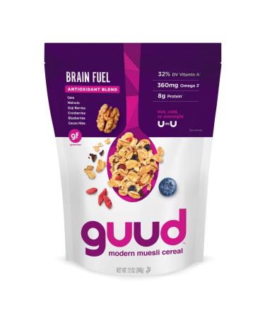 GUUD Brain Fuel Antioxidant Blend Muesli Cereal, 12 Ounce, Gluten Free, Oats, Walnuts, Goji Berries, Cranberries, Blueberries, Cacao Nibs, Vegan, Non-GMO Certified, Kosher 1 Count (Pack of 1)