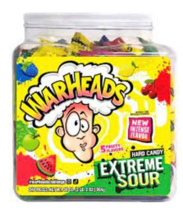 War-Heads Extreme Sour Candy Old School Sour Candies - Original 5 Fruit Flavors - Bulk Candy Bag for Parties and Holidays 2 lb Tub 240 Pieces Comes with surprice gift in All ABOUT RETAIL packaging