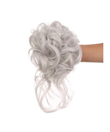 Messy Bun Hair Piece for Women Pieces Curly Chignon Donut Scrunchie for Women Messy Bun Hair Piece Synthetic Tousled Updo Hair Buns Extension Elastic Hair Band Hair Fake Hair Accessories for Women Gris