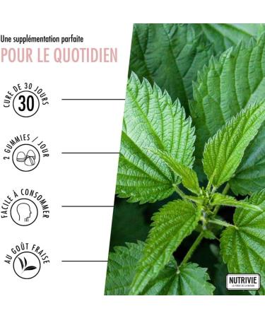 Super-Gummies Belle Peau - With Hyaluronic Acid & Nettle - Promotes Sharper Skin - 100% French & Organic Plants - 1 Month Cure - 60 gummies - Made in France Nutrivie - Buy Online on GoSupps.com