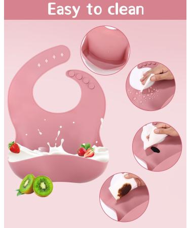 Buy Sobeau 10-Piece BPA-Free Silicone Baby Dinnerware Set - Non-Slip Bowls Learning Spoon & 2-in-1 Cup - Perfect for Kids (Pink) | International Shipping Available - Buy Online on GoSupps.com