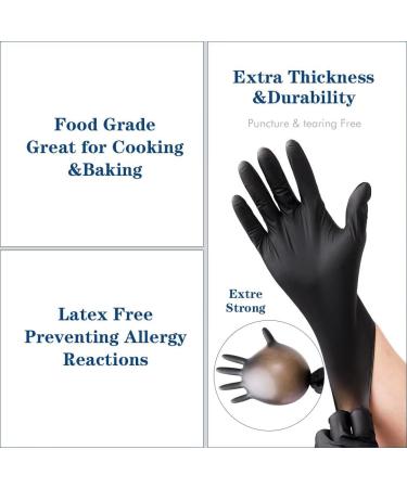 YKANG Black Disposable Nitrile Gloves - Latex Free, 100 PCS Exam Gloves for Food Prep, Cooking - Large Size - Buy Online on GoSupps.com