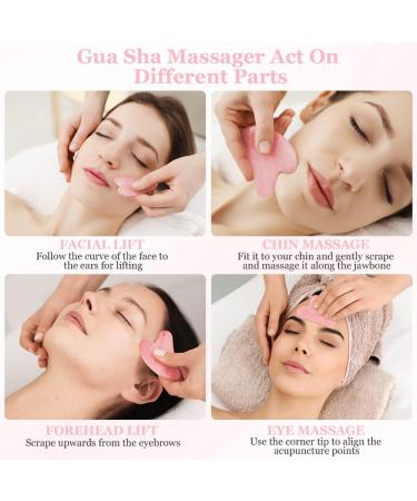 Uraqt Gua Sha - Heart Shape Jade Facial Massage Tool for Skin Care Tension Relief & Beauty | Pink Guasha Board for Face Eyes & Neck - Buy Online on GoSupps.com