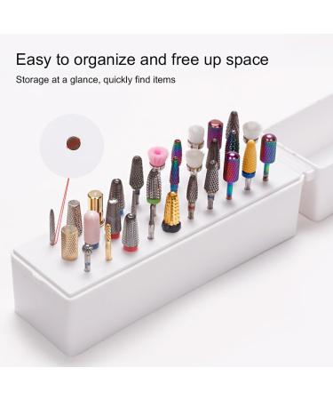 lmoikesz 30 Holes Nail Art Drill Storage Box Bit Holder Cover Tool Plastic Dustproof Case Manicure Accessories Organizer White - Buy Online on GoSupps.com