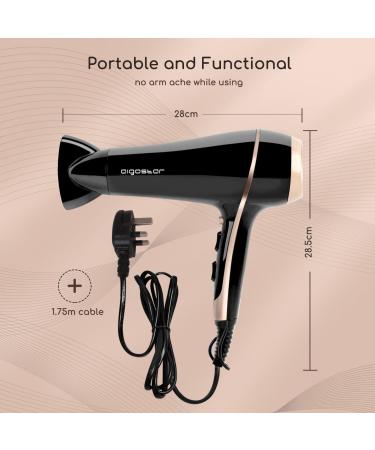 Aigostar Professional Ionic Hair Dryer 2400W Negative Ion Hairdryer with Diffuser and Concentrator 3 Heating 2 Speed Settings Cool Shot Button Fast Drying Blow Dryer - Lora 32YWY - Buy Online on GoSupps.com
