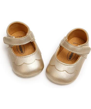 MASOCIO Baby Girl Mary Jane Shoes | Anti-Slip First Walking Shoes 6-12 Months | Gold - Buy Online on GoSupps.com