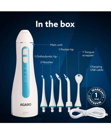 AGARO Ultra Plus Dental Flosser - Portable Cordless & Rechargeable | 5 Nozzles 4 Modes IPX7 Waterproof 200ml Tank - Perfect for Home & Travel - Buy Online on GoSupps.com