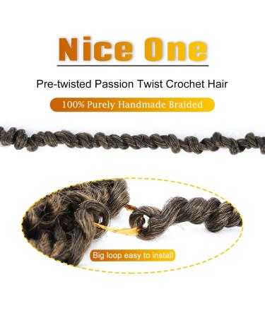 Ombre Gold Pre-Looped Passion Twists Braiding Hair 12 Inch - Short Crochet Pre-Twisted Synthetic Hair Extensions for Women (T27#) - 8 Packs - Buy Online on GoSupps.com