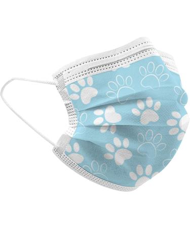 10-100PCS Adult Solid color Lovely Paw Print Disposable Protection Face Bandanas 3-Layer Breathable Face_Masks for Daily Use Blue-10pc - Buy Online on GoSupps.com