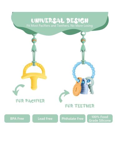 Buy Aolso Baby Pacifier Chain Clips - 2PC Silicone Holder for Boys & Girls - Stylish Apricot/Green Bib Attachment - Buy Online on GoSupps.com