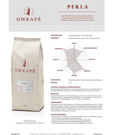 Omkafe Perla Coffee Beans Italian Coffee Flavor Family Roast 3 x 1 kg - Buy Online on GoSupps.com