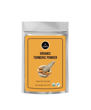 Premium Quality Organic Turmeric Root Powder with Curcumin 1/2 lb, Gluten-Free & Non-GMO (8 ounces) | Indian Seasoning Packaging may vary 8 Ounce (Pack of 1)