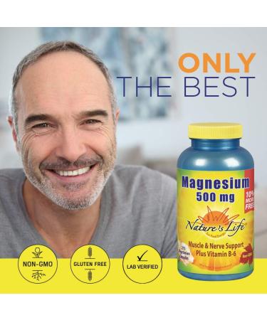 Natures Life Magnesium 500mg | High Potency Supplement with Vitamin B-6 | Muscle & Nerve Support | Non-GMO | 275 Vegetarian Capsules - Buy Online on GoSupps.com
