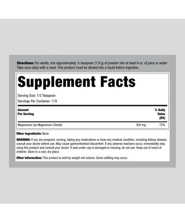 8 oz Magnesium Citrate Powder Supplement | Vegetarian Non-GMO Gluten Free | Piping Rock - Buy Online on GoSupps.com